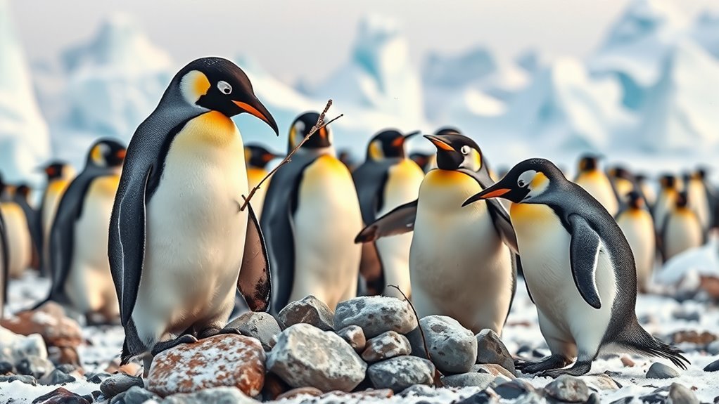 penguins construct their nests